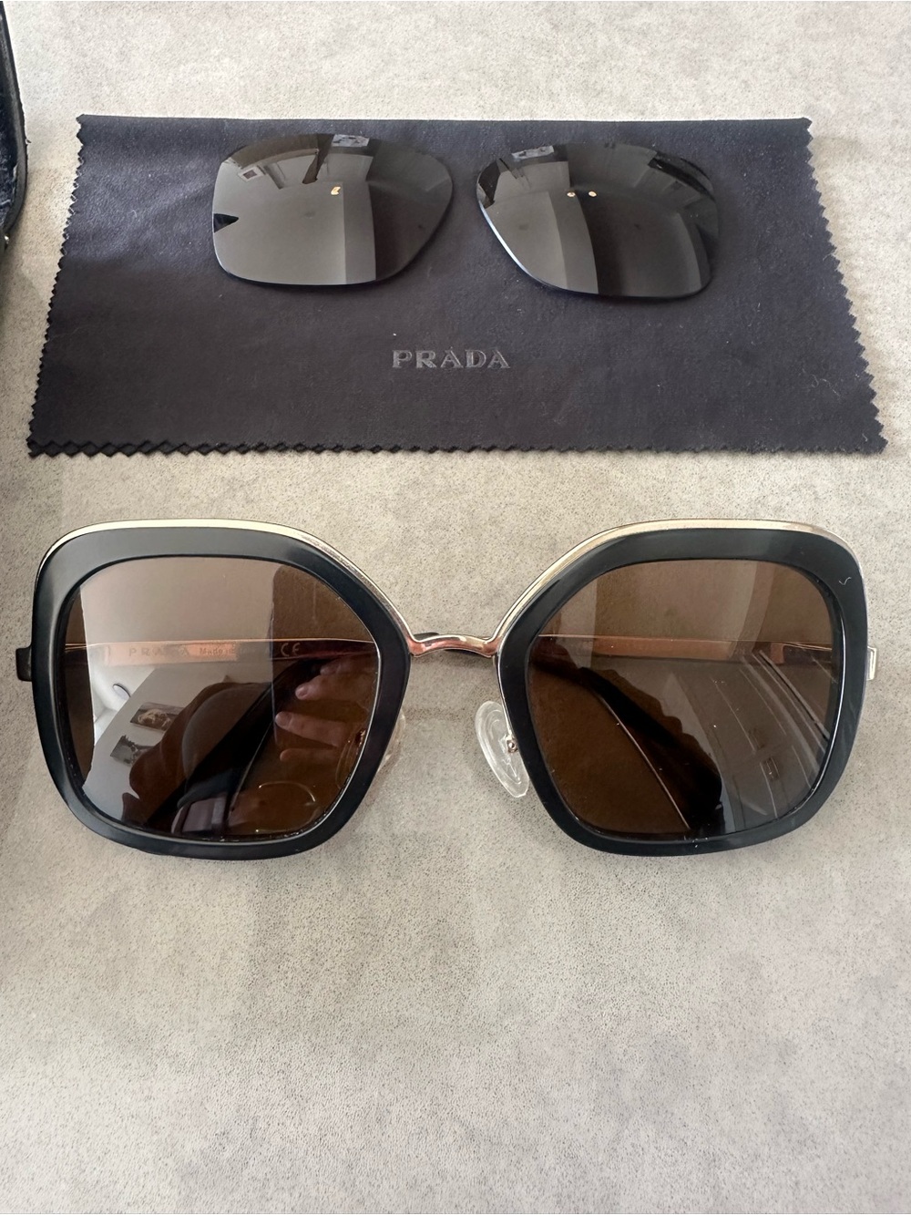 Prada Black and Gold Sunglasses
